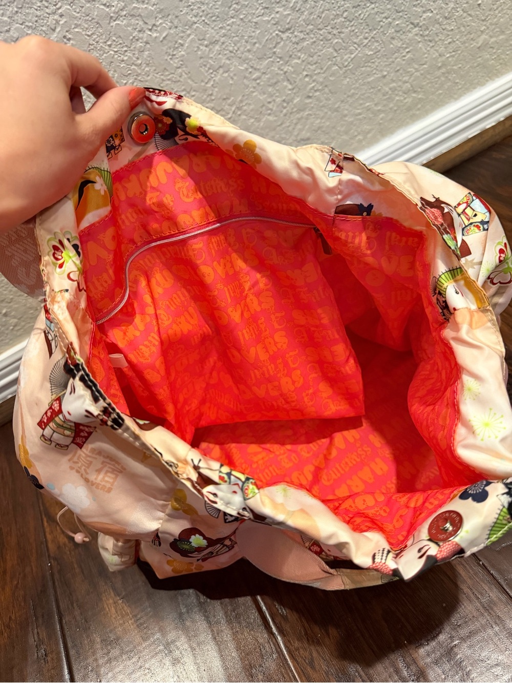Harajuku Lovers by Gwen Stefani Y2K Kawaii Kokeshi / Geisha Tote Pale Pink BTS - Picture 3 of 6